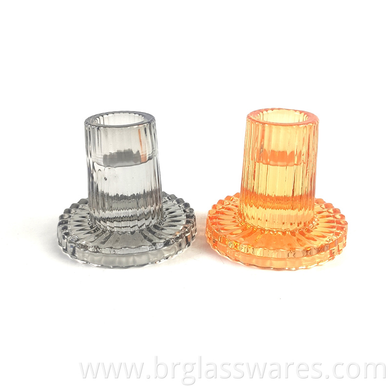 Colored Glass Taper Candle Holder With Ribbed Design1 Jpg
